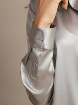 [Light Gray] SilkSilky-CA Long Sleeve Lapel Collar Women's Shirt 005
