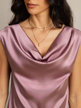 [Pale Mauve] SilkSilky-CA Cap Sleeve Cowl Neck Women's T-Shirt 005