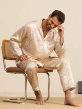 [Champagne] SilkSilky-CA Long Sleeve Lapel Collar Men's Pajamas 008