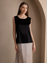[Black] SilkSilky-CA Sleeveless Round Neck Camisole 001