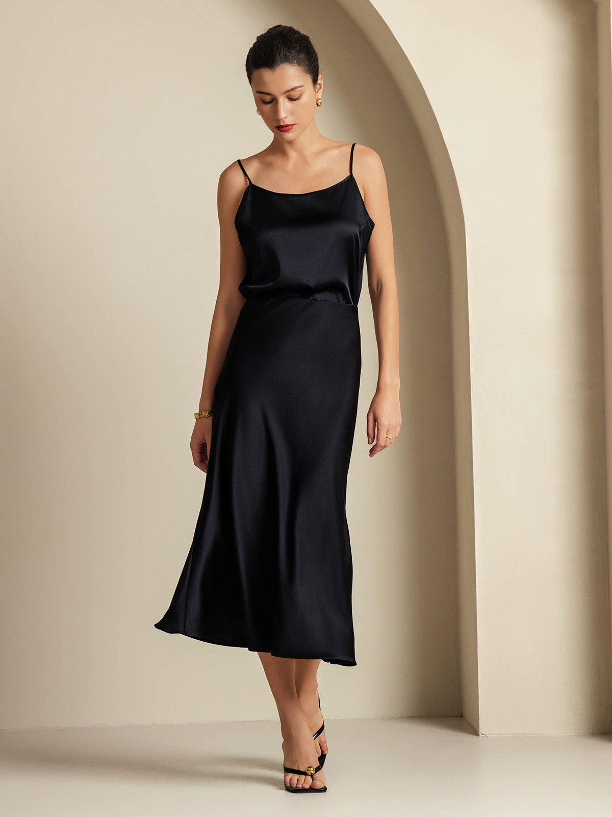 [Black] SilkSilky-CA 19Momme Pure Silk Womens Outfit Sets 001,