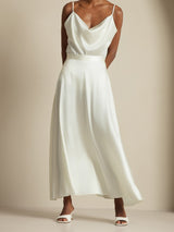 [White] SilkSilky-CA Spaghetti Strap Cowl Neck Women's Outfit Sets 006