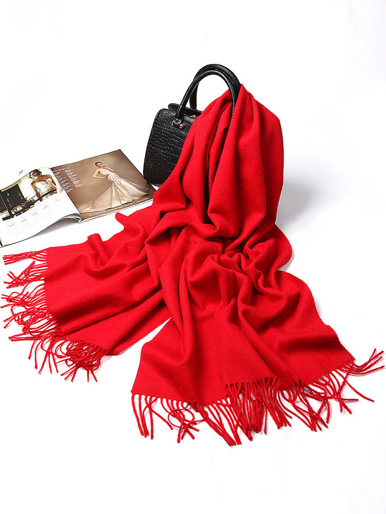 SilkSilky CA Wool Scarf Red 005