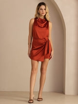 [Caramel] SilkSilky-CA Sleeveless Cowl Neck Dress 007