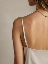 [Light Gray] SilkSilky-CA Spaghetti Strap Cowl Neck Camisole 006