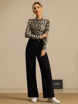 [Leopard] SilkSilky-CA Long Sleeve Women's T-Shirt 008