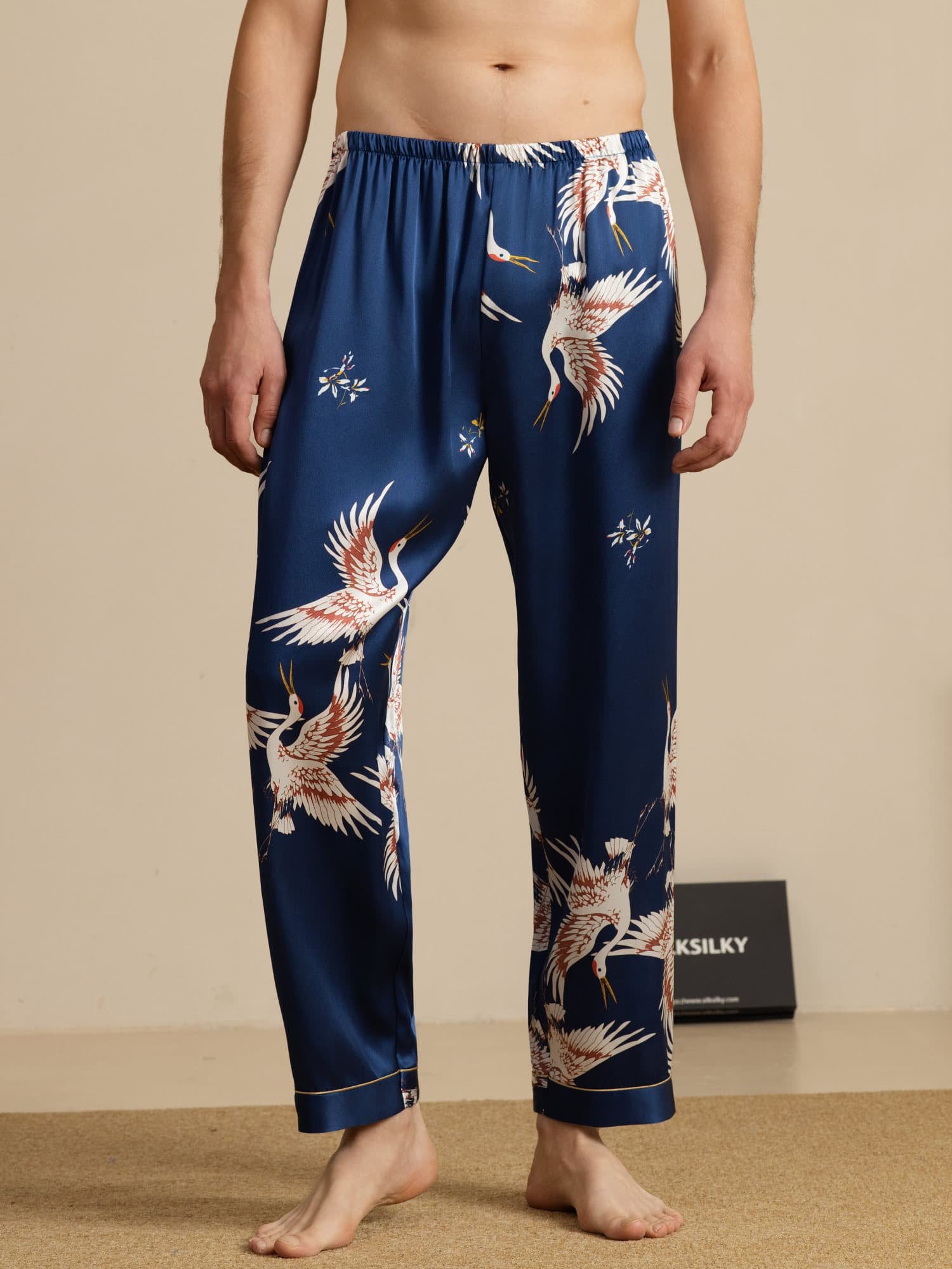 [Dark Blue] SilkSilky-CA 19Momme Mens Sleep Bottoms 001