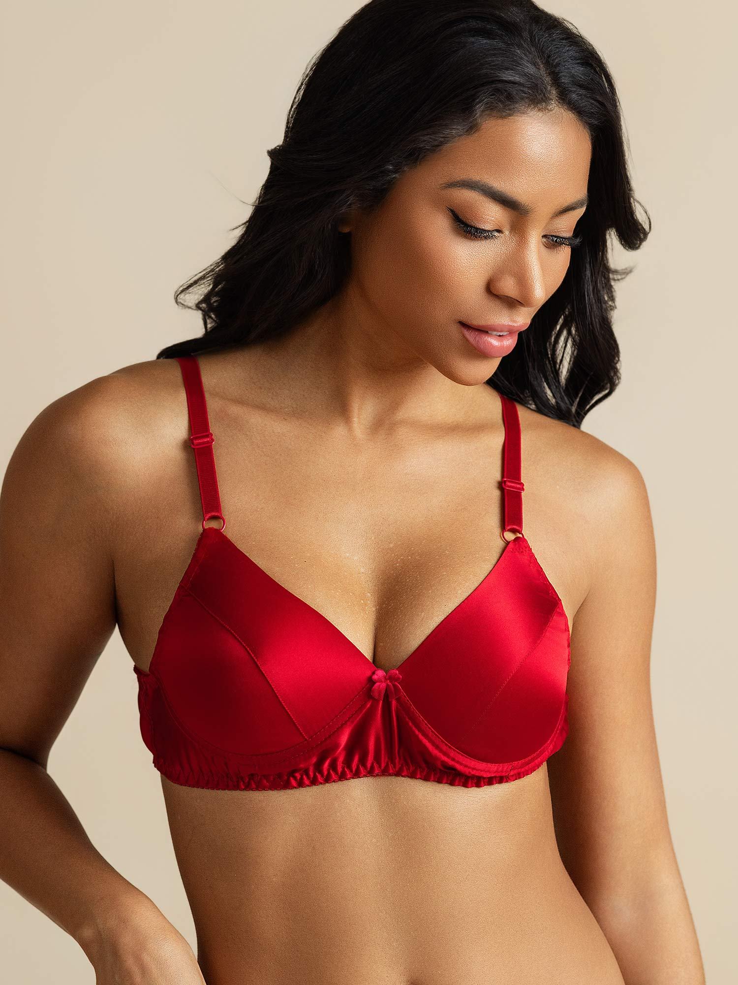 [Red] SilkSilky-CA Pure Silk Bra 007,