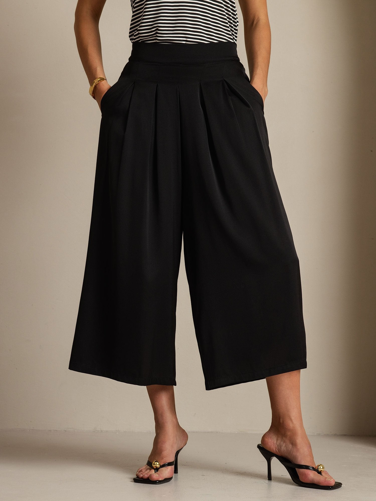 [Black] SilkSilky-CA 19Momme Silk Womens Pants 001