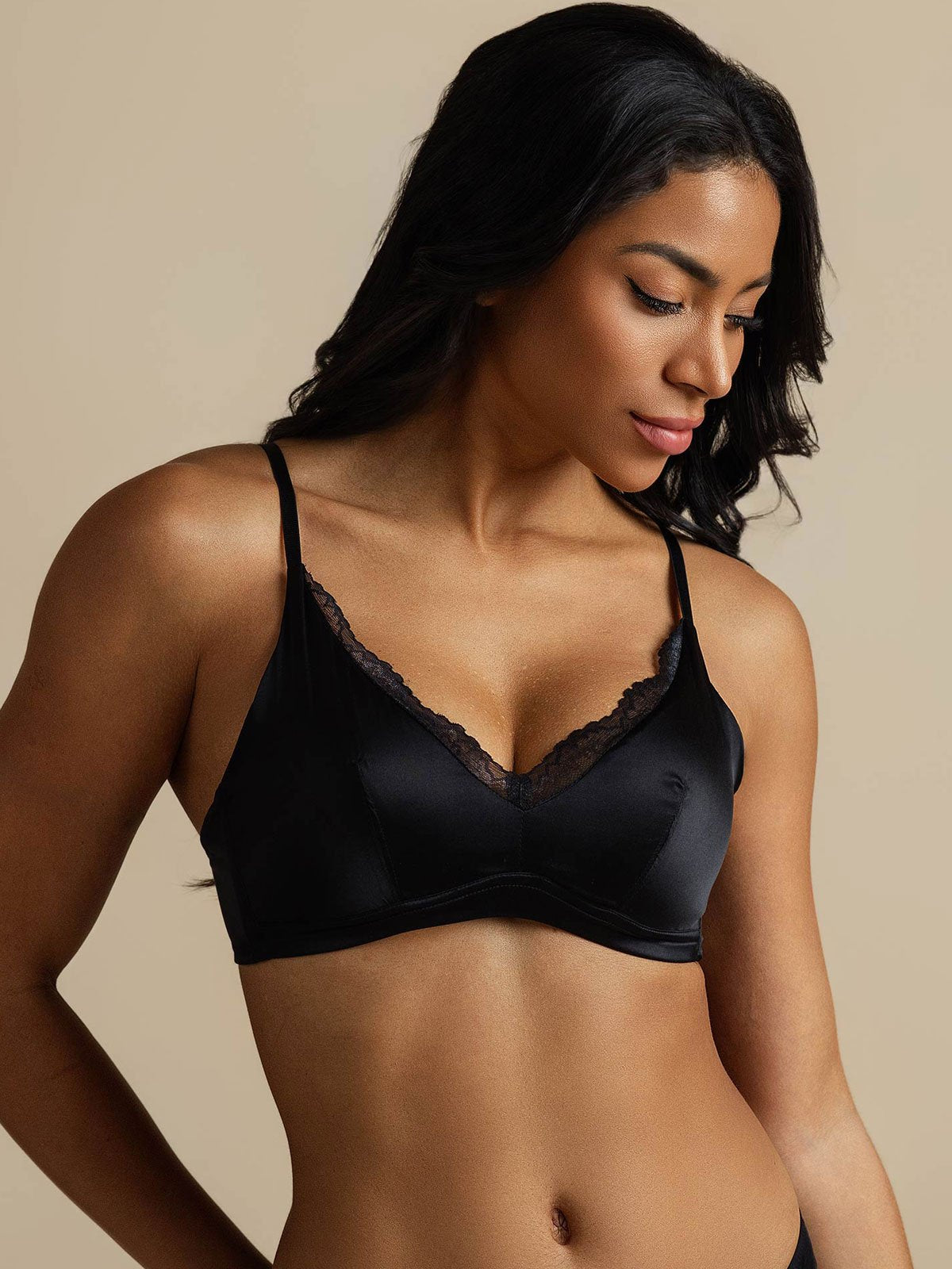 [Black] SilkSilky-CA Pure Silk Bra 003
