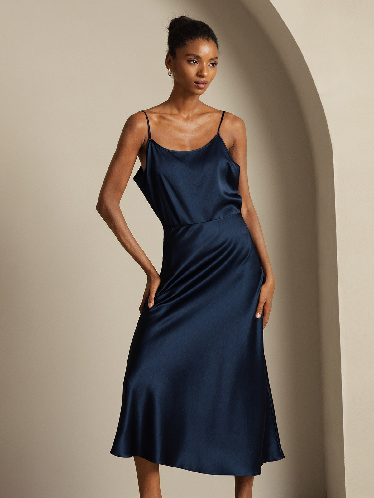 [Dark Blue] SilkSilky-CA 19Momme Pure Silk Womens Outfit Sets 004,