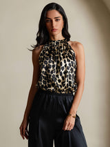 [Leopard] SilkSilky-CA 19Momme Silk Womens T-Shirt 004,