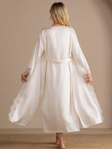 [White] SilkSilky-CA 3/4 Sleeve Womens Robe 002