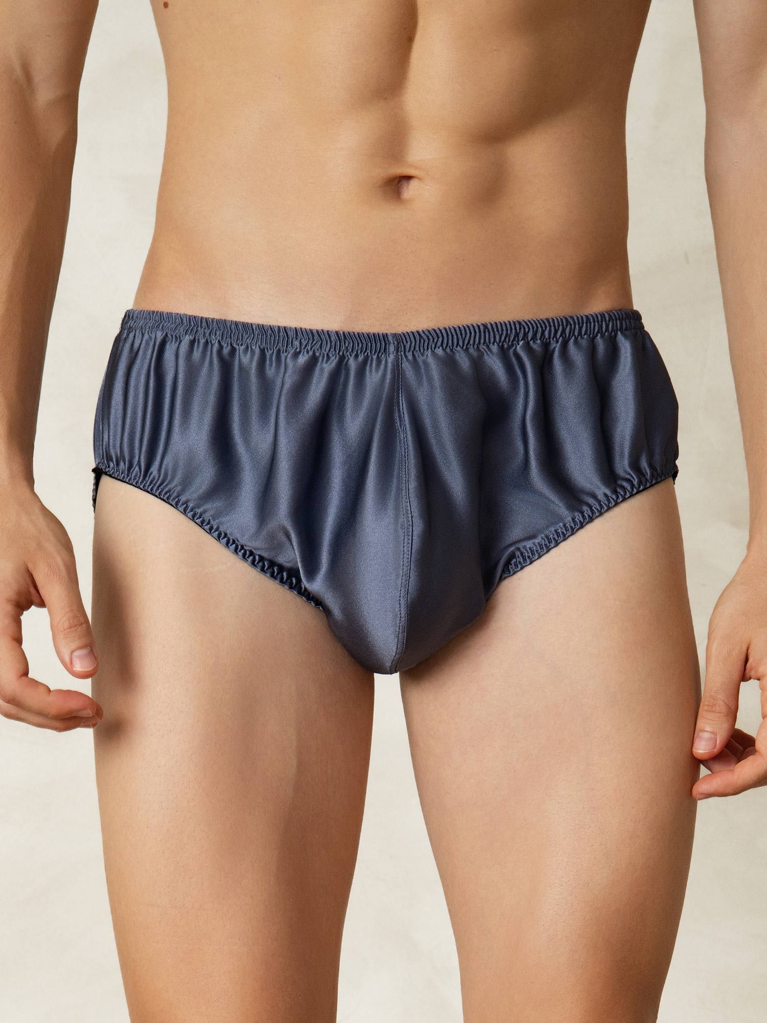 [GrayishBlue] SilkSilky-CA Pure Silk Mens Underwear 001