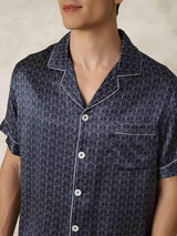[NavyGinkgo] SilkSilky-CA Pure Silk Lapel Collar Men's Pajamas 007