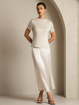 [Gray] SilkSilky-CA Short Sleeve Women's T-Shirt 007