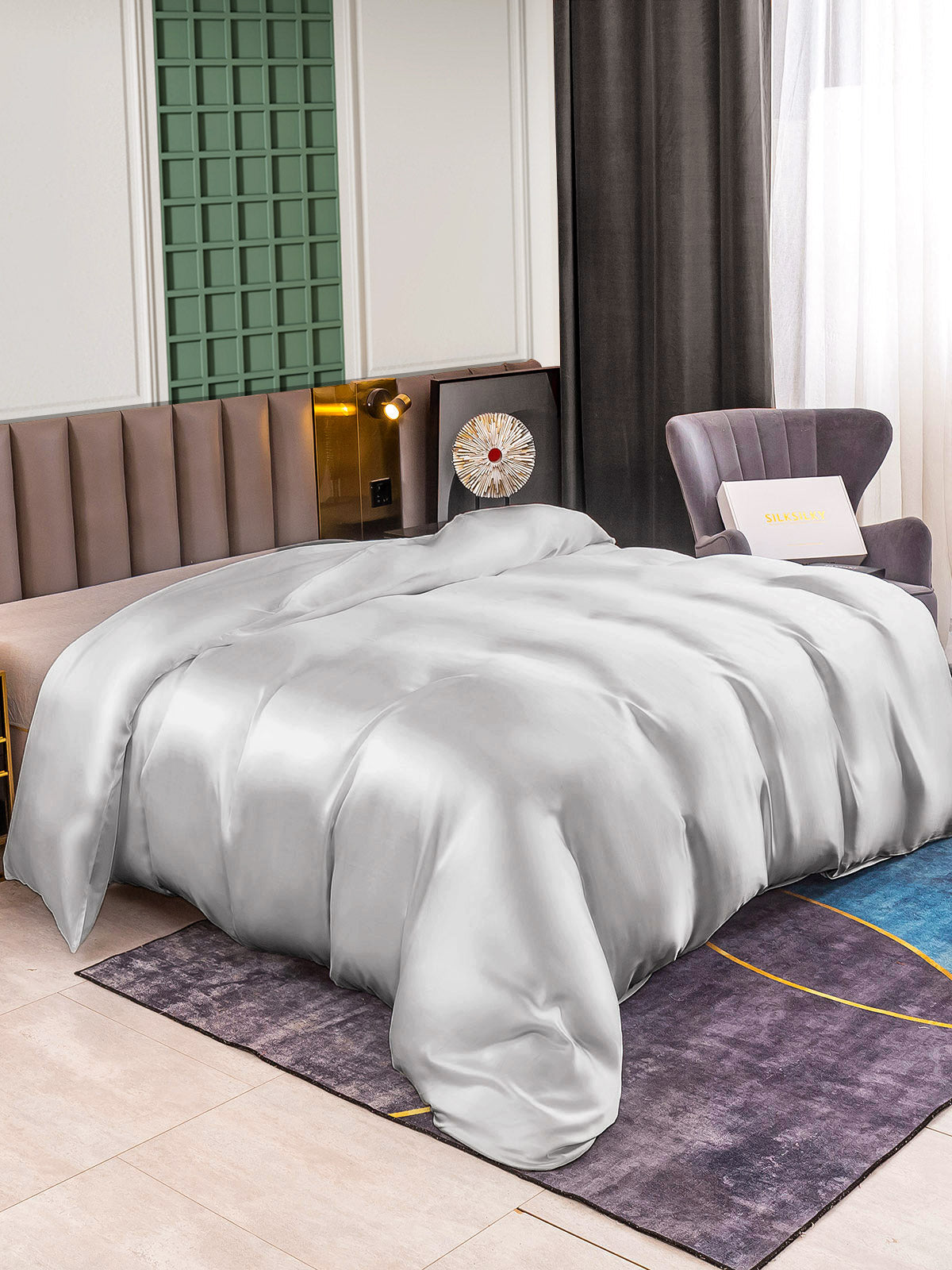 [Silver] SilkSilky-CA 25Momme Pure Silk Duvet Cover 001