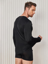 [Black] SilkSilky-CA Long Sleeve Round Neck Men's T-Shirt 002