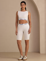 [White] SilkSilky-CA Sleeveless Crew Neck Women's Outfit Sets 006