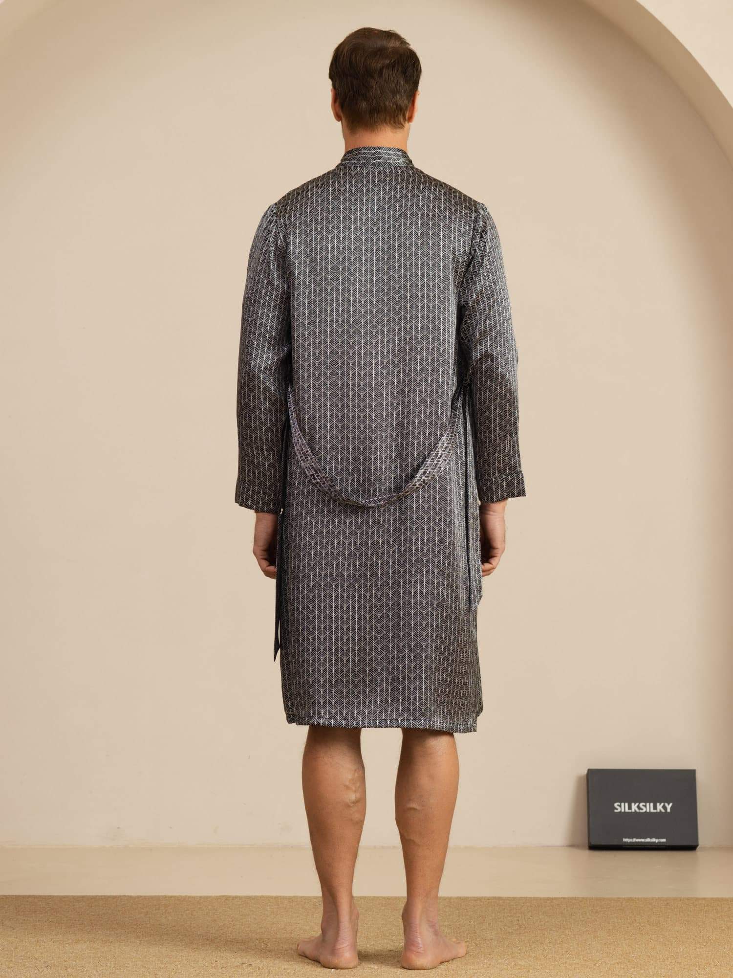 [Black Ginkgo] SilkSilky-CA Long Sleeve Men's Pajamas 002