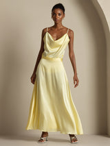 [Light Yellow] SilkSilky-CA Spaghetti Strap Cowl Neck Women's Outfit Sets 001