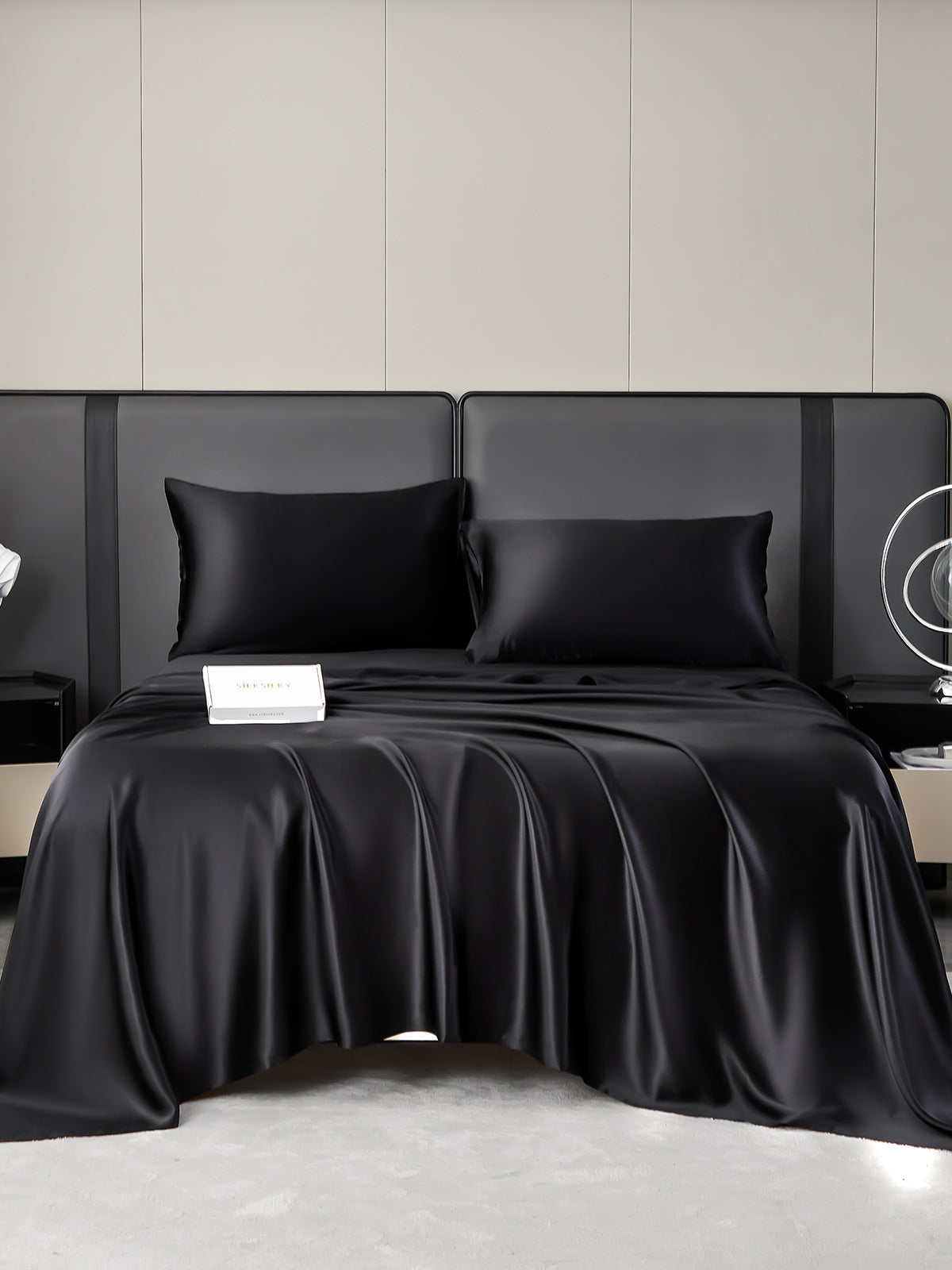 [Black] SilkSilky-CA 19Momme Pure Silk Bedding Set 007