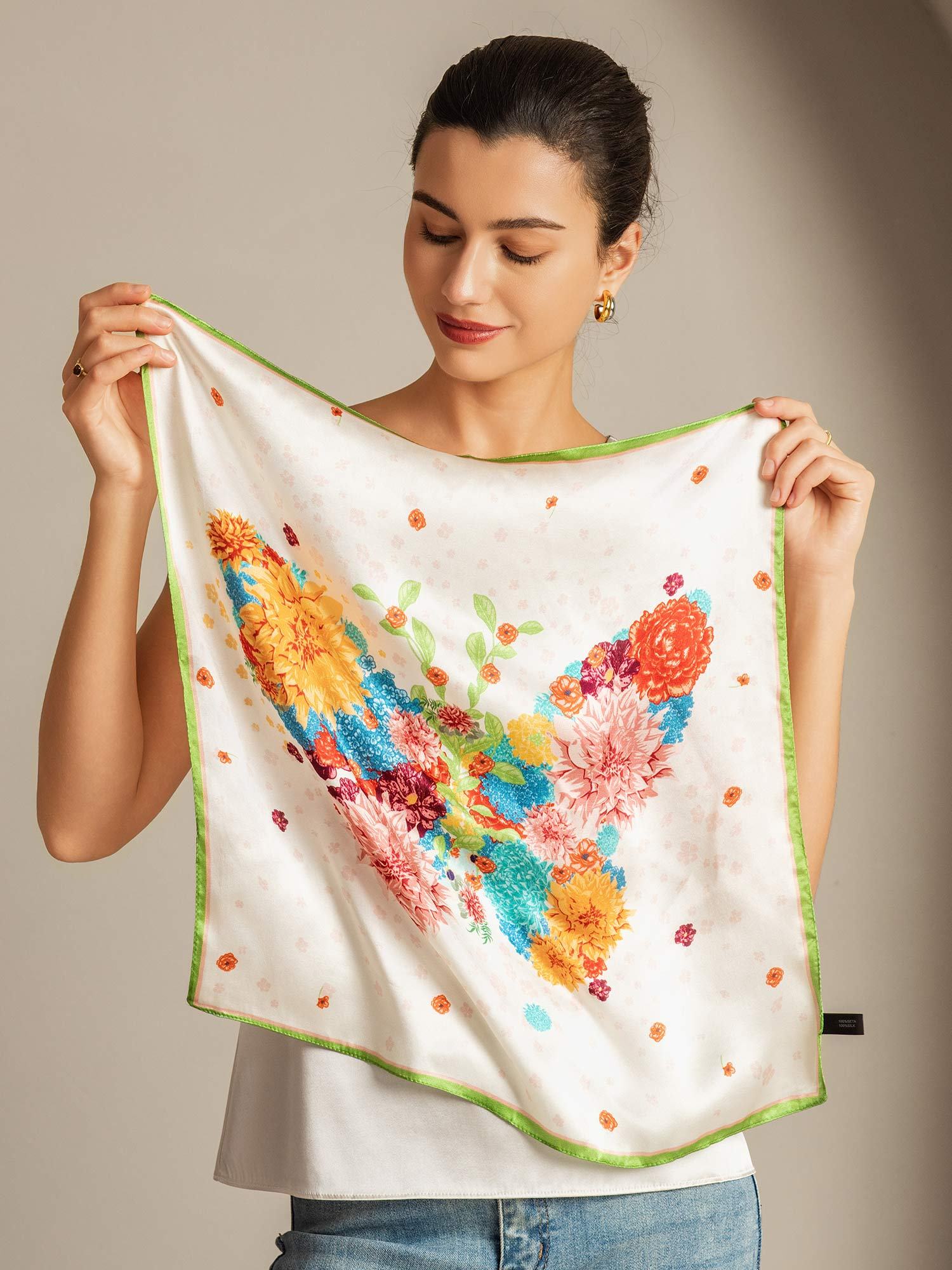 [Multi] SilkSilky-CA Pure Silk Scarf 002