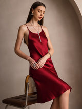 [Wine] SilkSilky-CA Spaghetti Strap Dress 001