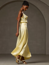 [Yellow] SilkSilky-CA Spaghetti Strap Cowl Neck Camisole 006