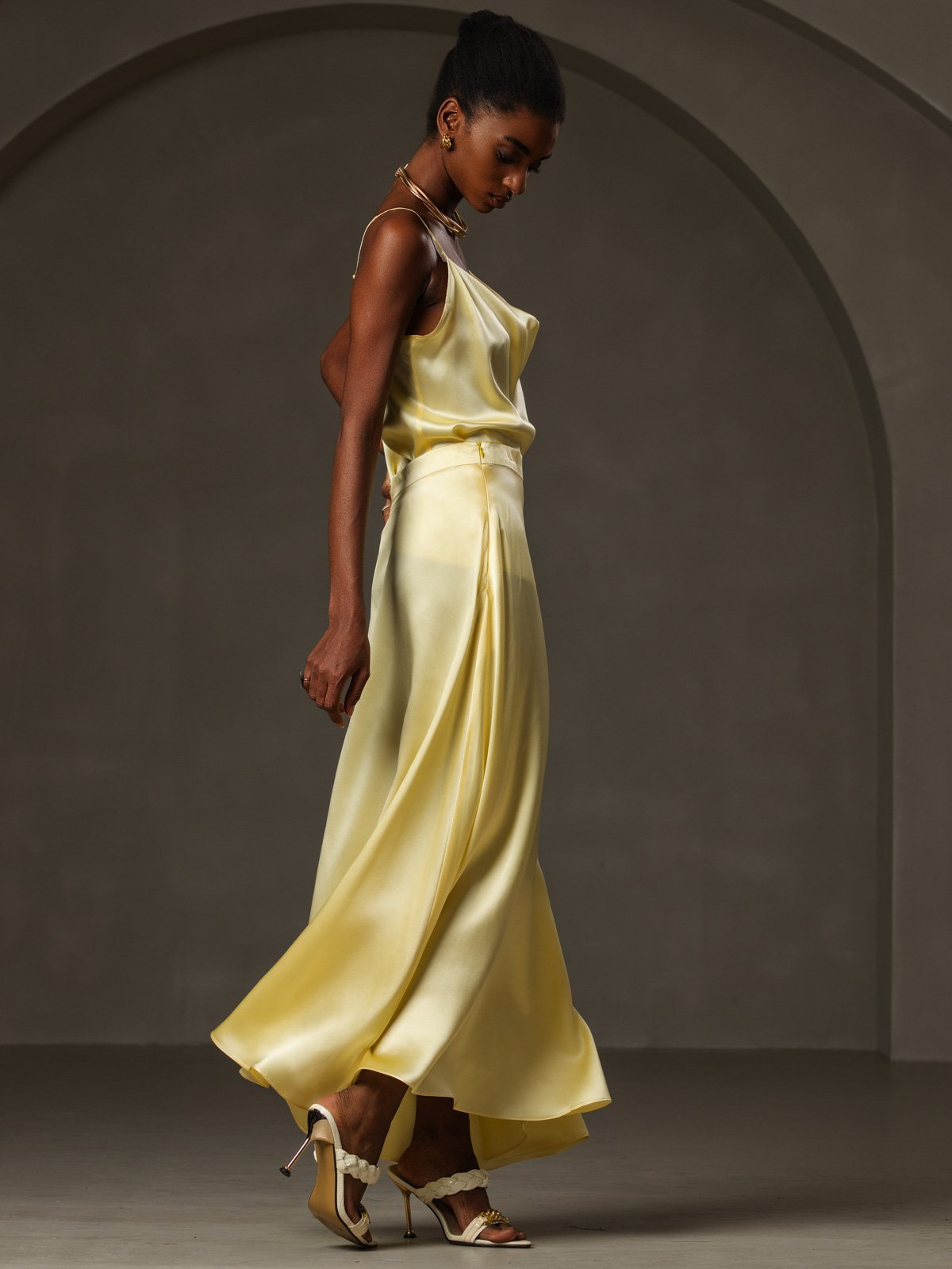 [Yellow] SilkSilky-CA 19Momme Silk Cowl Neck Camisole 006