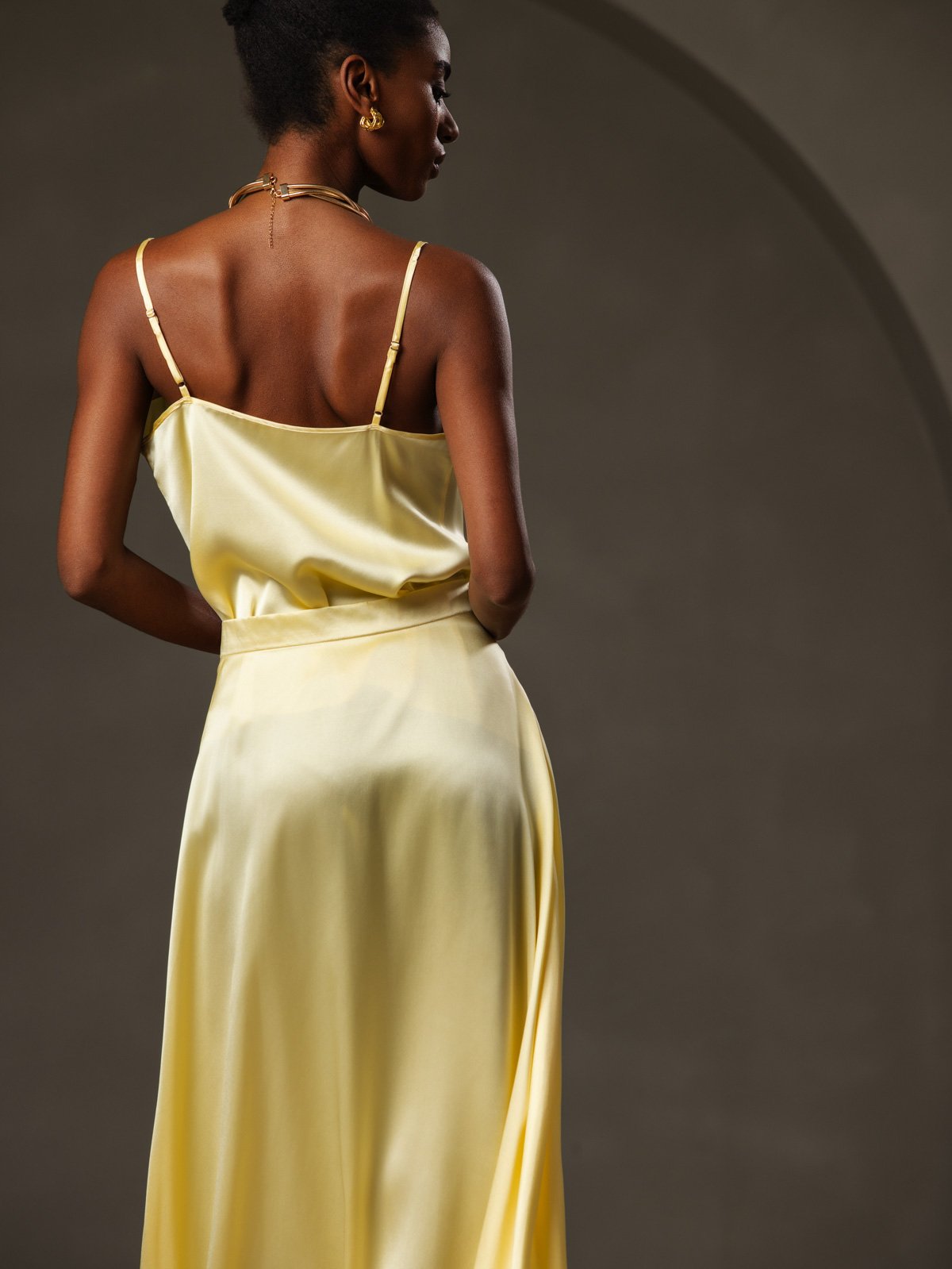 [Yellow] SilkSilky-CA 19Momme Silk Cowl Neck Camisole 004