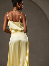 [Yellow] SilkSilky-CA Spaghetti Strap Cowl Neck Camisole 004