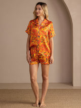 [Orange Dog] SilkSilky-CA Short Sleeve Lapel Collar Women's Pajamas 006