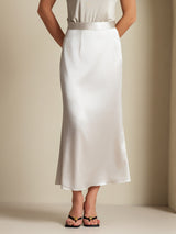 [Light Gray] SilkSilky-CA 19Momme Stretch Silk Charmeuse Skirt 005