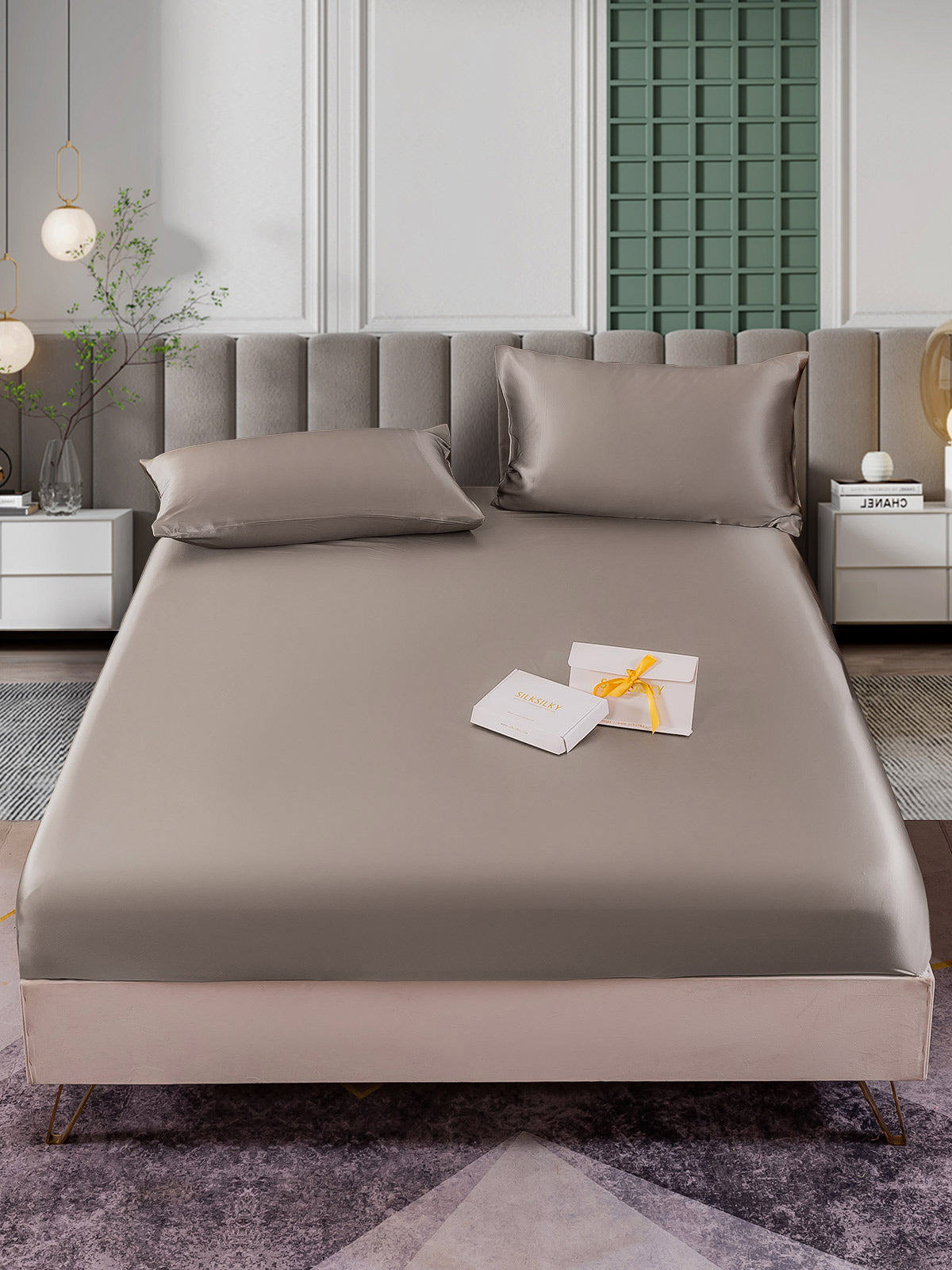 SilkSilky CA 25Momme Pure Silk Bedding Set Gray 002