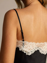 [Black] SilkSilky-CA Spaghetti Strap V Neck Camisole Set 005