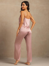 [Peach Skin] SilkSilky-CA 19Momme Machine-Washable Silk Spaghetti Strap Scoop Neck Camisole Set 002