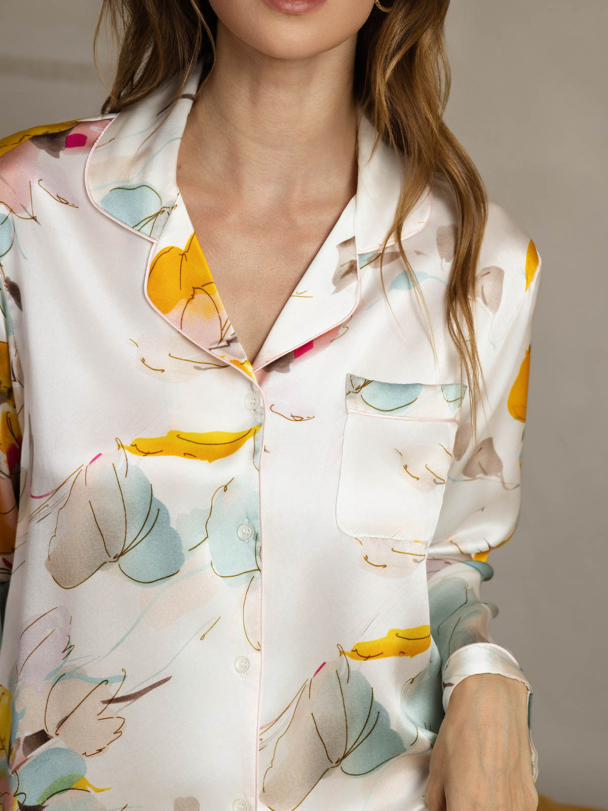 [Orchid Ink] SilkSilky-CA Pure Silk Womens Pajamas 005