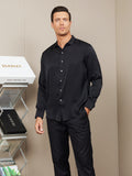 SilkSilky CA Silk Long Sleeve Collar Men's Shirt Black 003