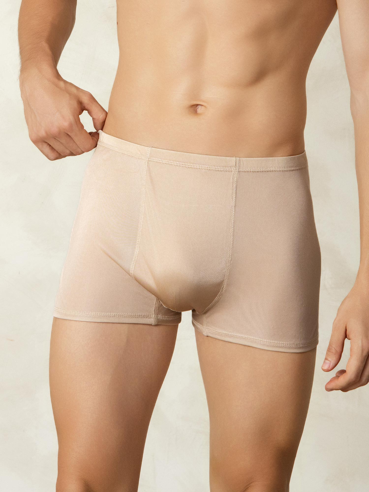 [Beige] SilkSilky-CA Silk Knitted Mens Underwear 003