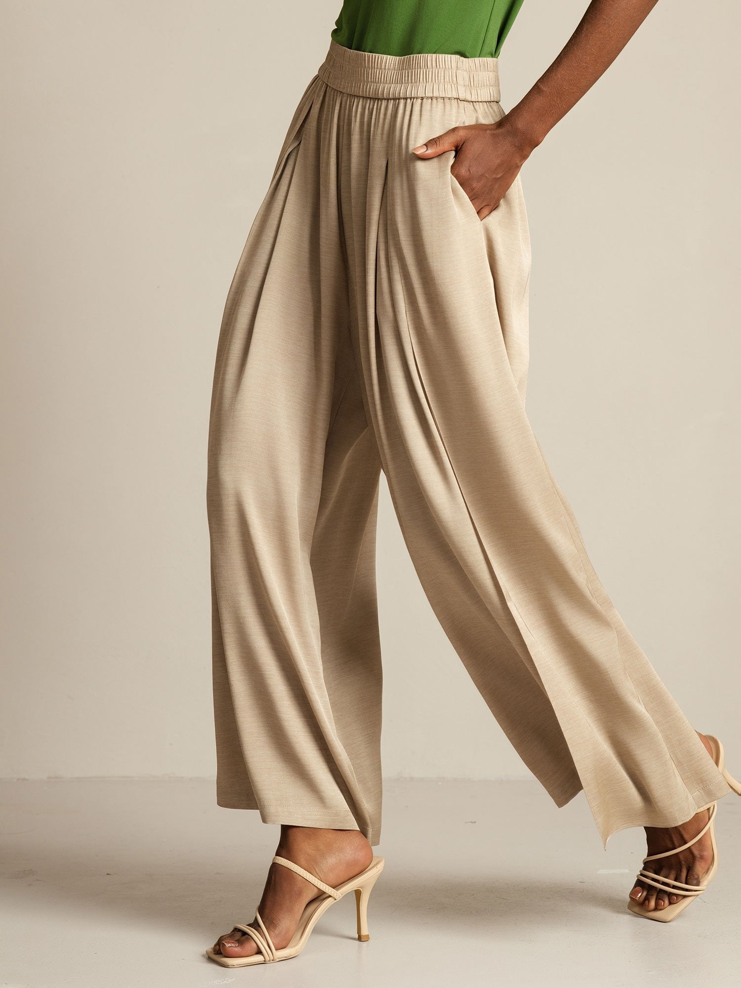 [Tan] SilkSilky-CA 19Momme Silk Womens Pants 008