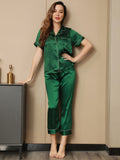 SilkSilky-CA-Pure-Silk-Short-Sleeve-Lapel-Women's-Pajamas-Green-001