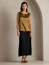 [Brown] SilkSilky-CA Sleeveless Round Neck Camisole 005