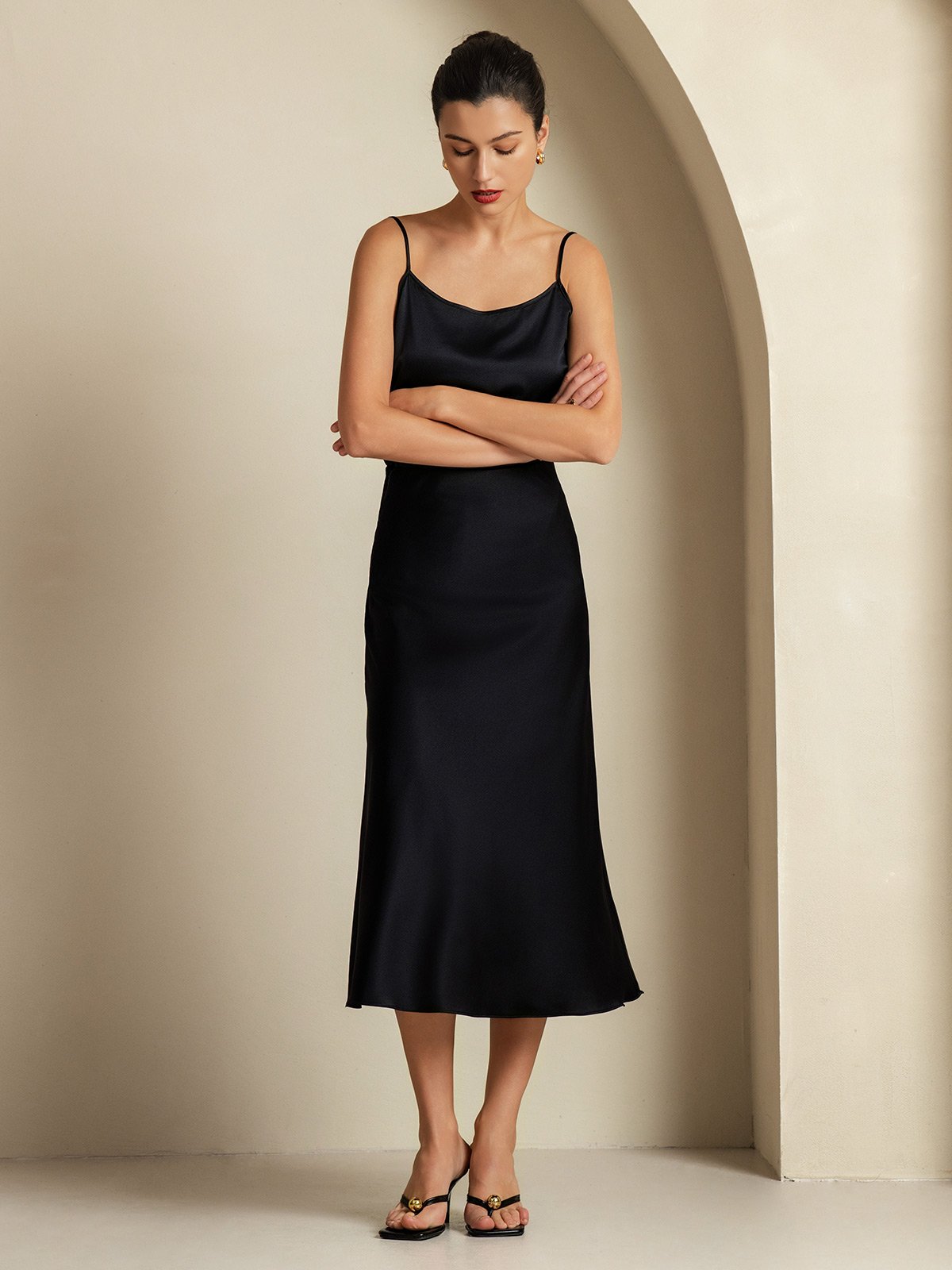 [Black] SilkSilky-CA 19Momme Pure Silk Womens Outfit Sets 004,