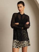 [Black] SilkSilky-CA Pure Silk Split Women's Shirt 006
