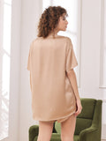 SilkSilky-CA Pure Silk Short Sleeve Round Neck Women's Pajamas Champagne 002