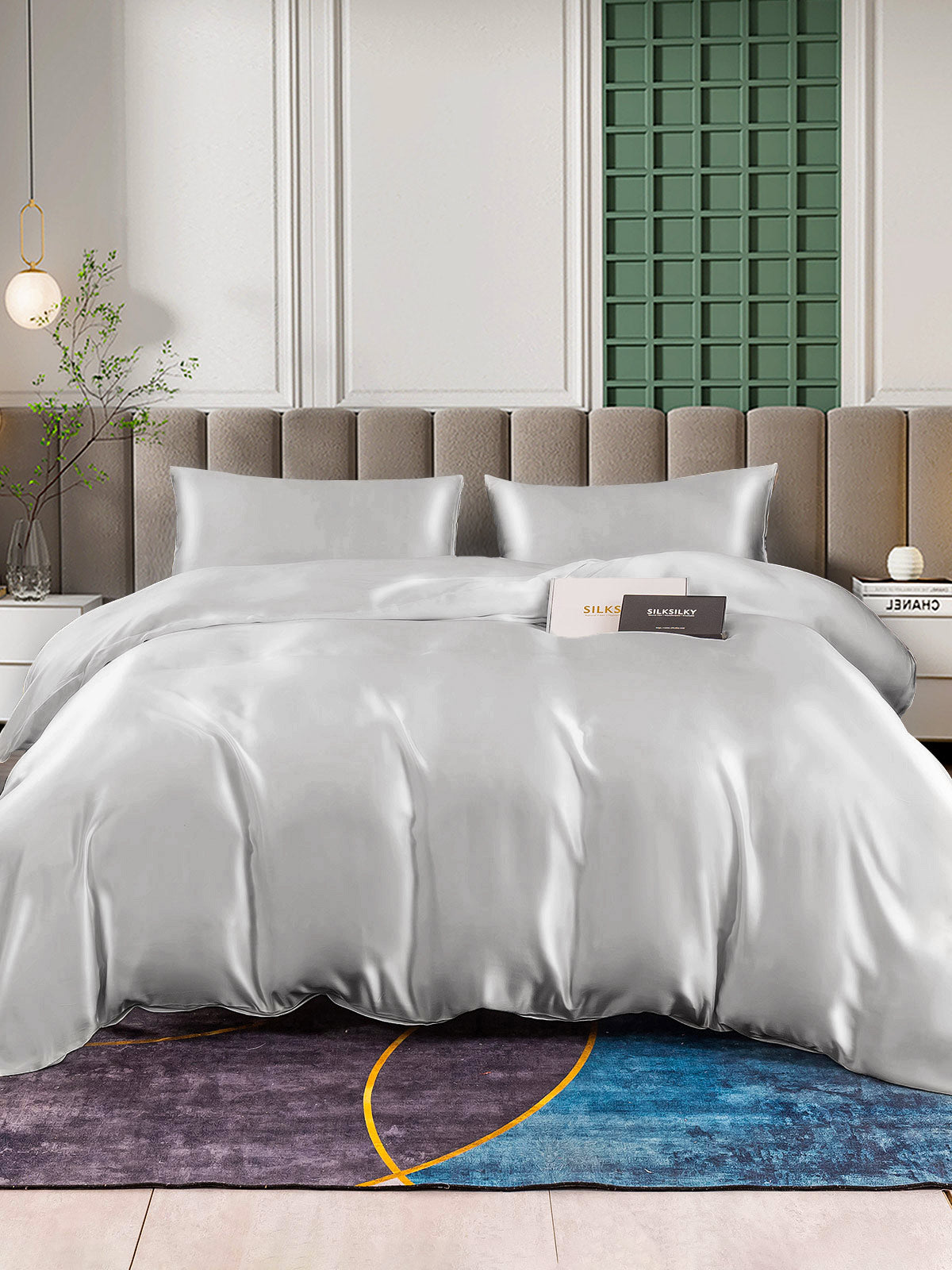 SilkSilky CA 25Momme Pure Silk Bedding Set Silver 003