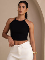 [Black] SilkSilky-CA Sleeveless Crew Neck Camisole 003