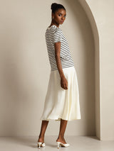 [WhiteStripe] SilkSilky-CA Pure Silk Round Neck Women's T-Shirt 006