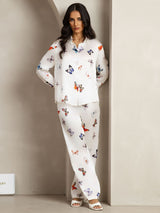 [White Butterfly] SilkSilky-CA 19Momme Silk Lapel Collar Women''s Outfit Sets 003